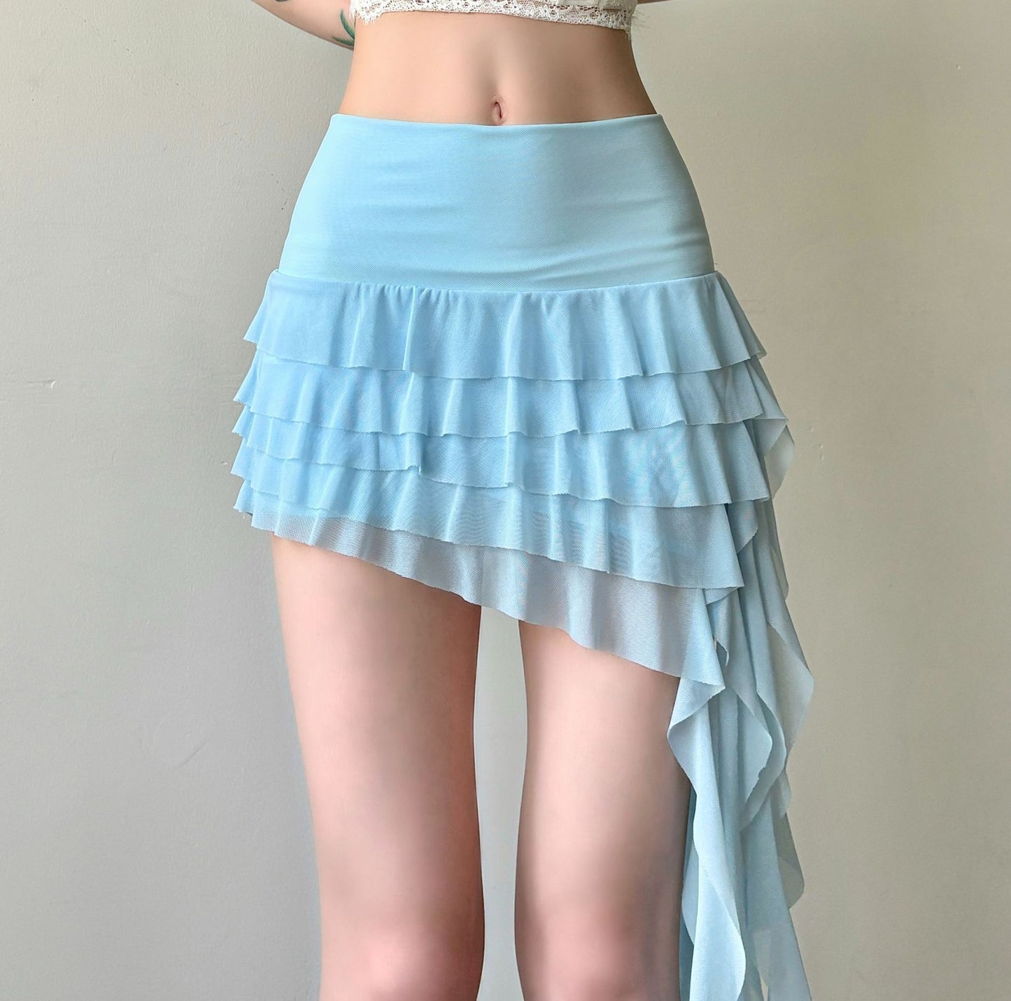 Women's Style Sexy Mesh Irregular Low Waist Skirts