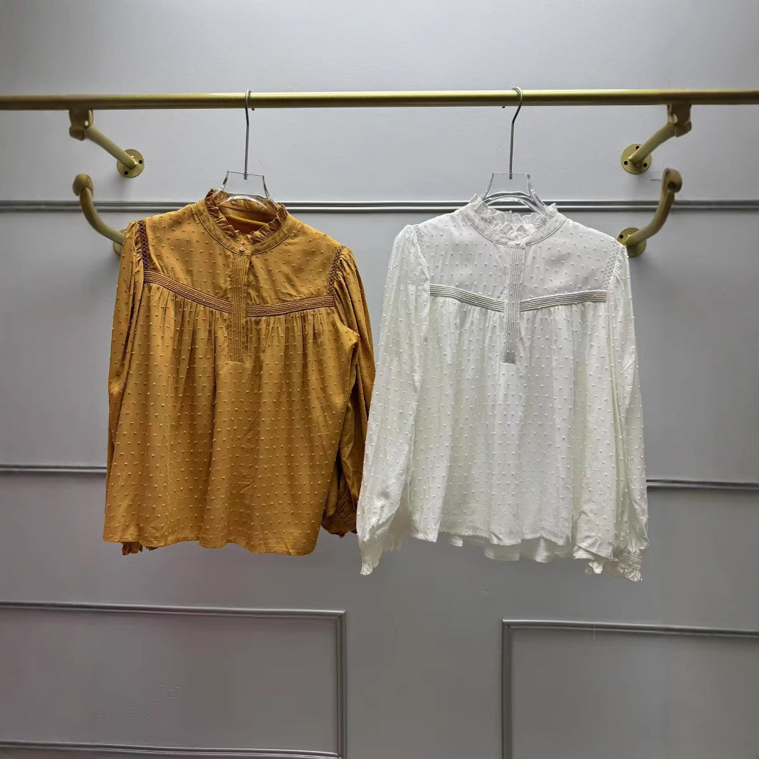 Polka Dot Jacquard Soft Glutinous Lace Blouses