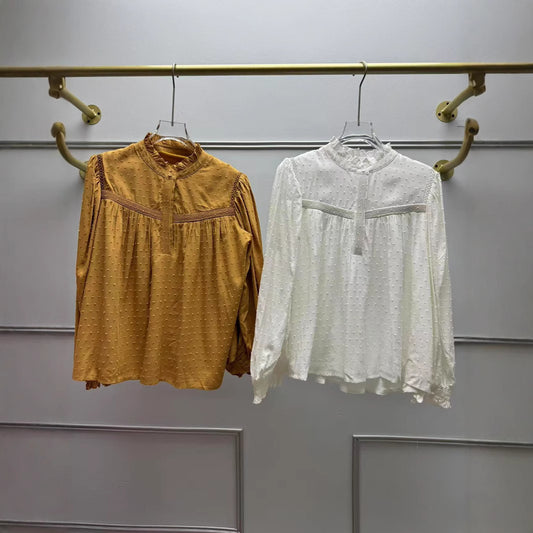 Polka Dot Jacquard Soft Glutinous Lace Blouses
