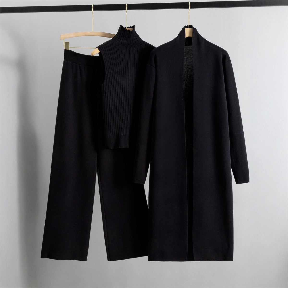 Lazy Temperament Knitting Sleeveless Three-piece Set Suits