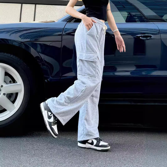Women's Trendy Cargo Pocket Zipper Trousers Loose Pants