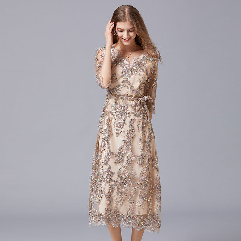 Interest Light Luxury Dress Fat Embroidered Dresses