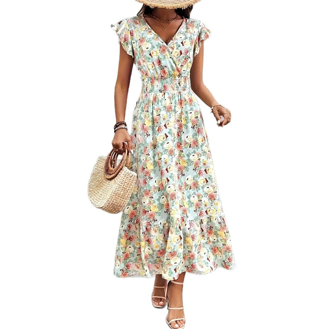 Women's Summer Fashion Temperament Printed Floral Sleeve Shorts