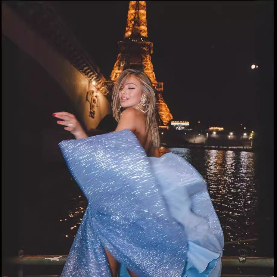Women's Long Prom Dress Spring Tube Sequined Gown Evening Dresses
