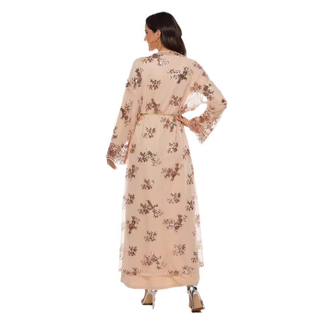 High Density Sequin Embroidery Long Elegant Dress