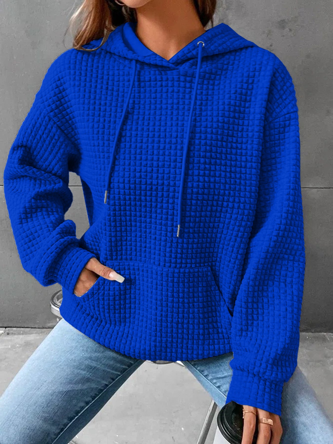 Women's Small Plaid Pocket Long Sleeve Solid Fashion Casual Suit