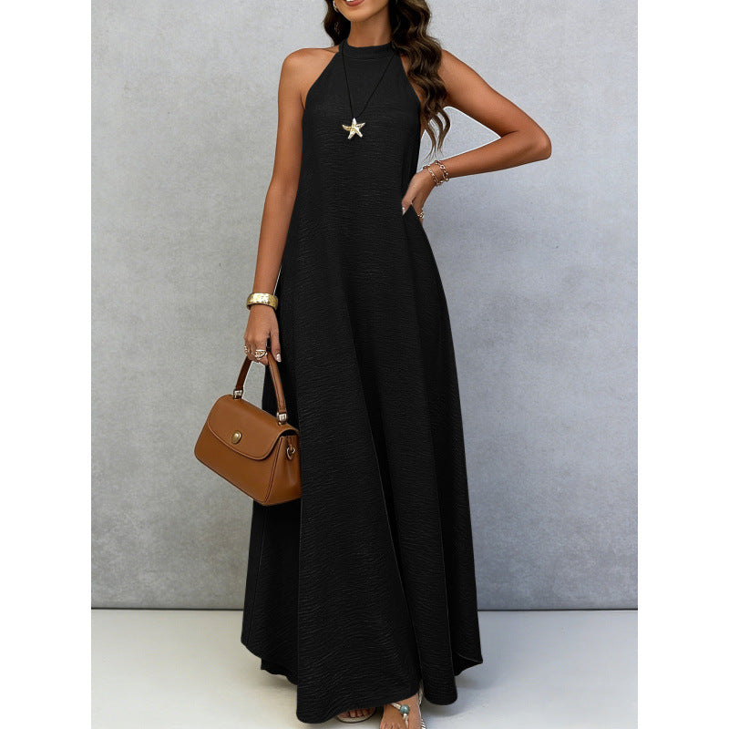 Women's Loose Large Sleeveless Solid Color Wide Hem Vacation Style Long Dress