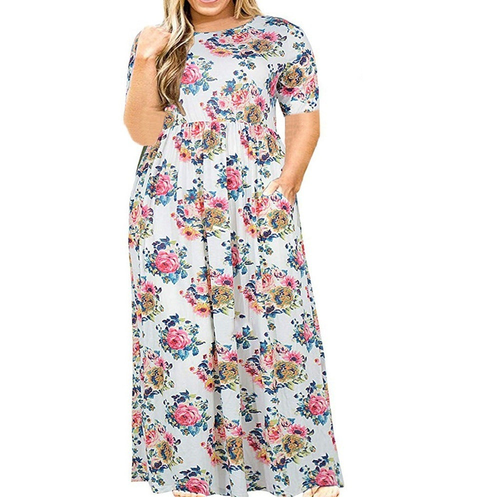 Women's Clothes Sleeve Round Neck Solid Color Dresses