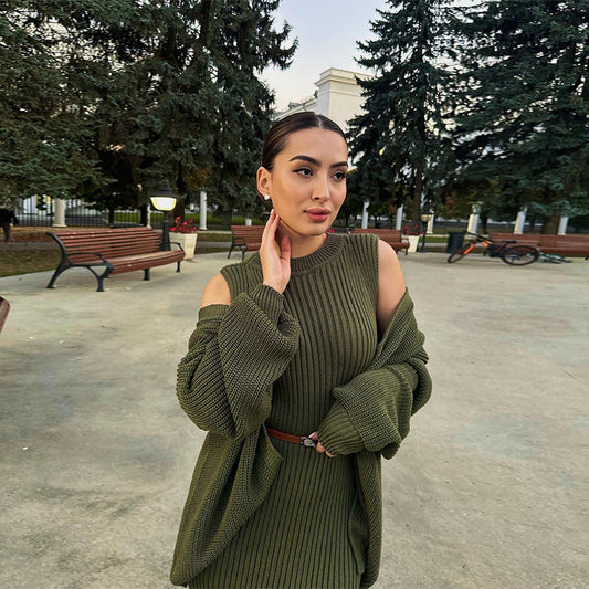 Casual Round Neck Slim Fit Idle Style Cardigans