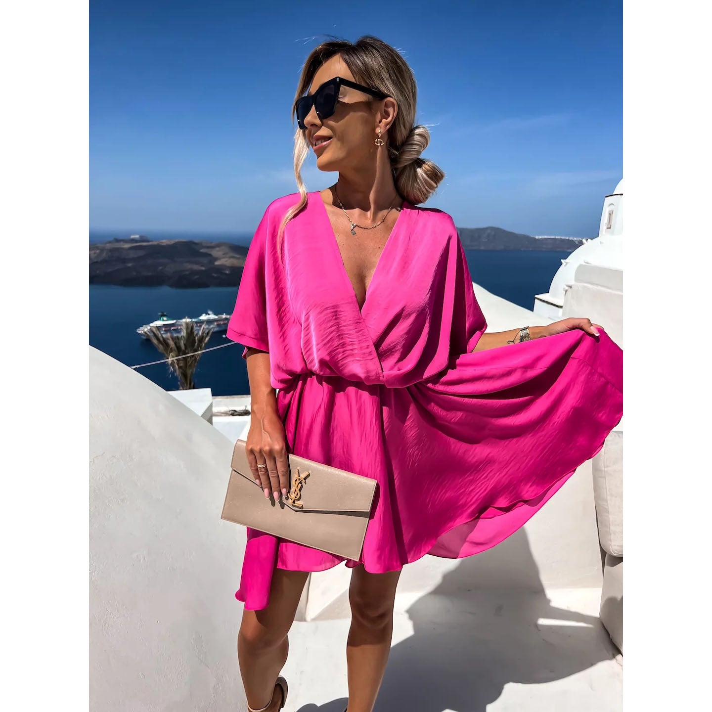 Women's Loose Satin Dress Casual Holiday Dresses