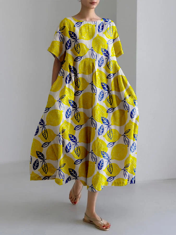 Women's Round Neck Fashion High-grade Short-sleeved Printed Dresses