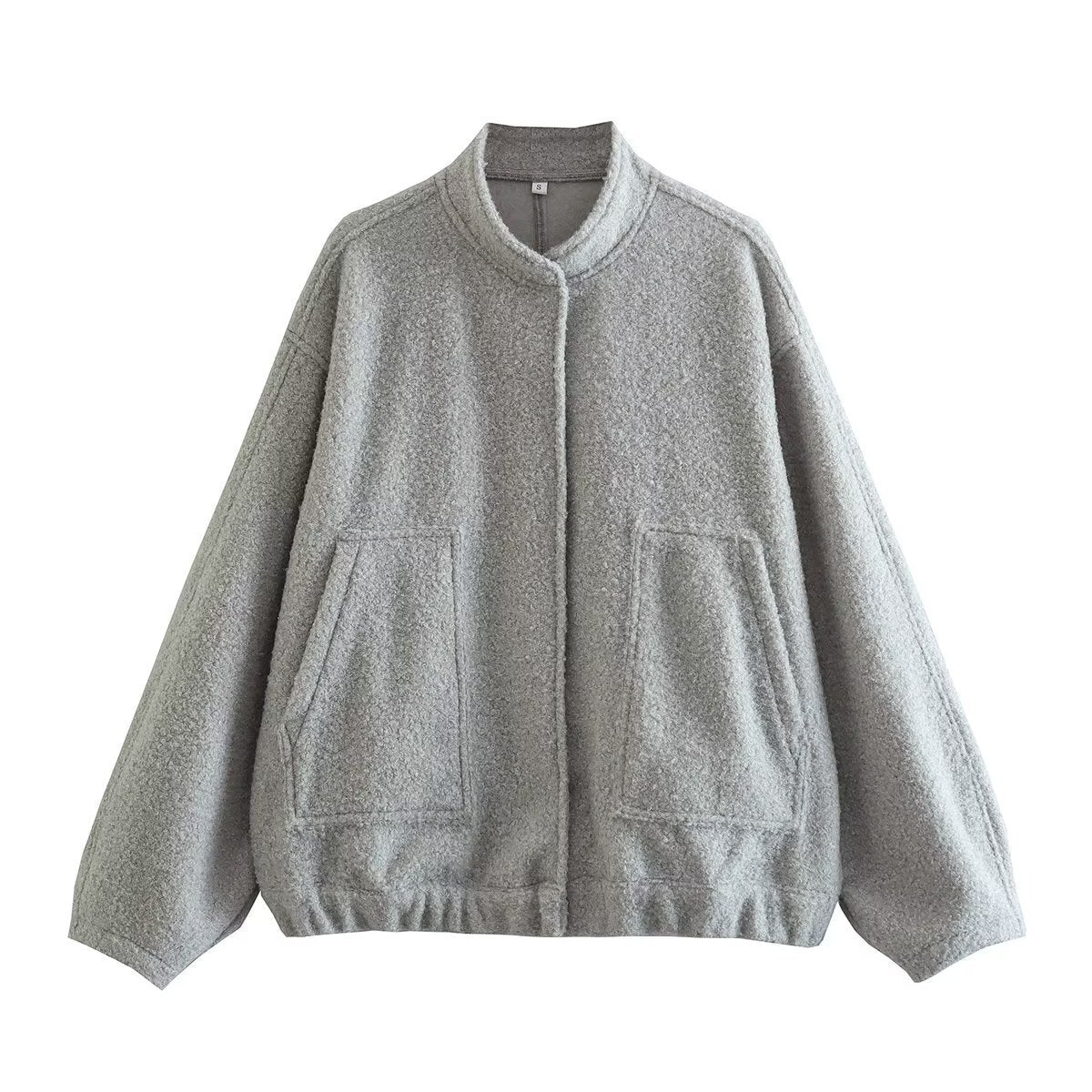 Women's Stand Collar Pocket Loose Pilot Coats