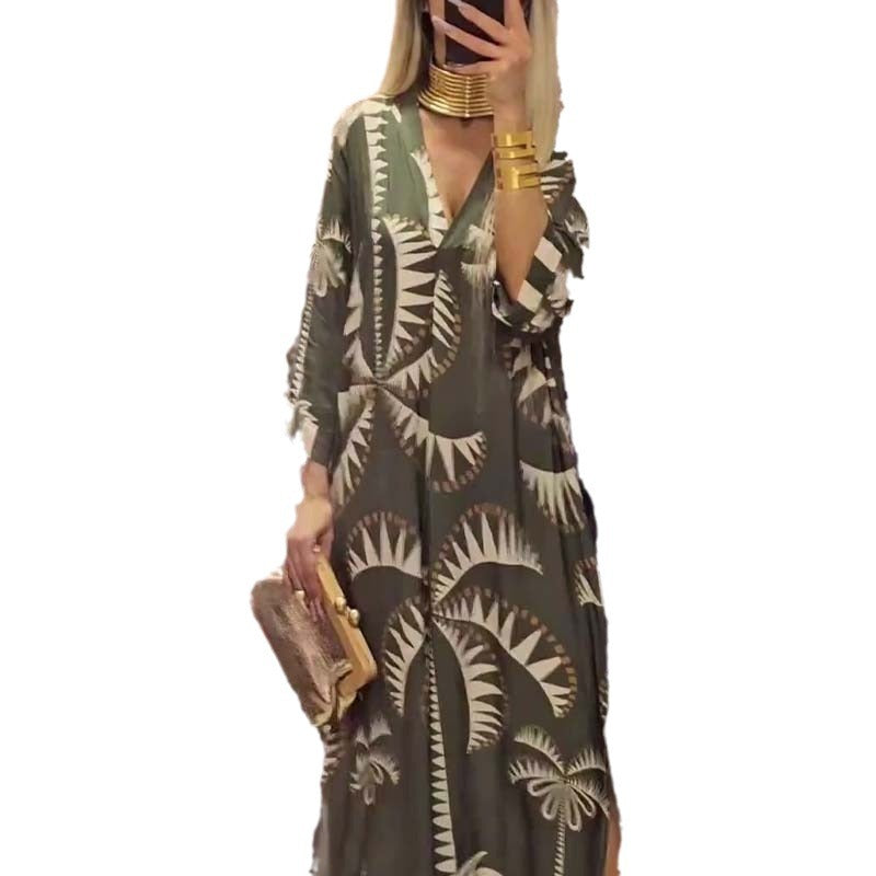 Floral Print Slit Sleeve Casual Sexy Dress