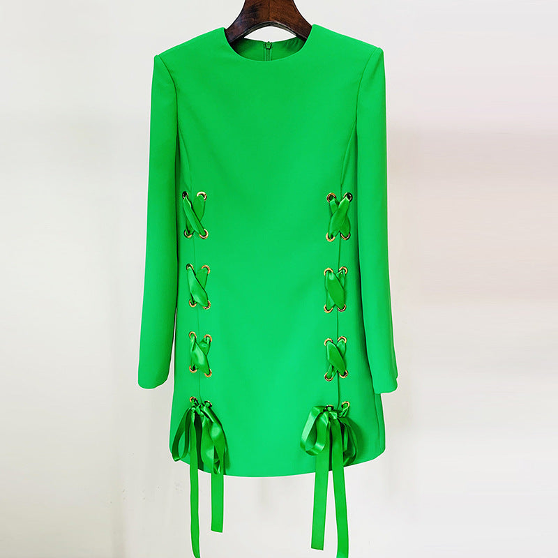 Early Spring Fashion Ribbon Rope Casual Dress
