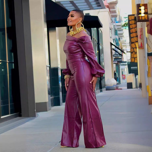 New Trendy Glamorous Women's Personalized Leather Fashion Casual Suit