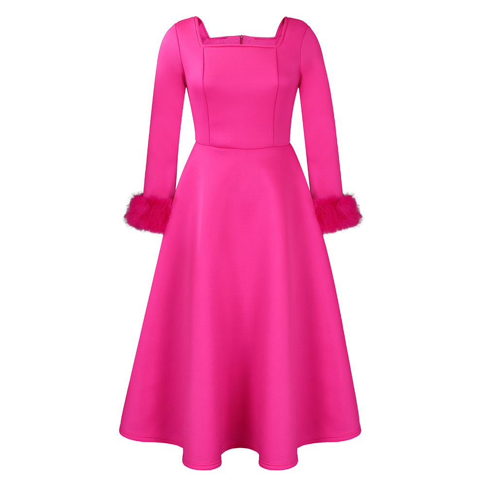 Winter Elegant Plush Decoration Large Dress Dresses