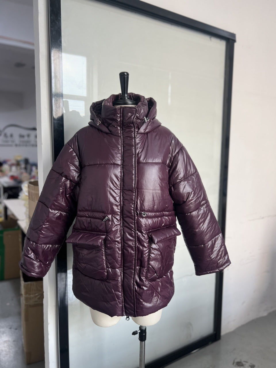 Winter Temperament Dark Red Zipped Warm Coats
