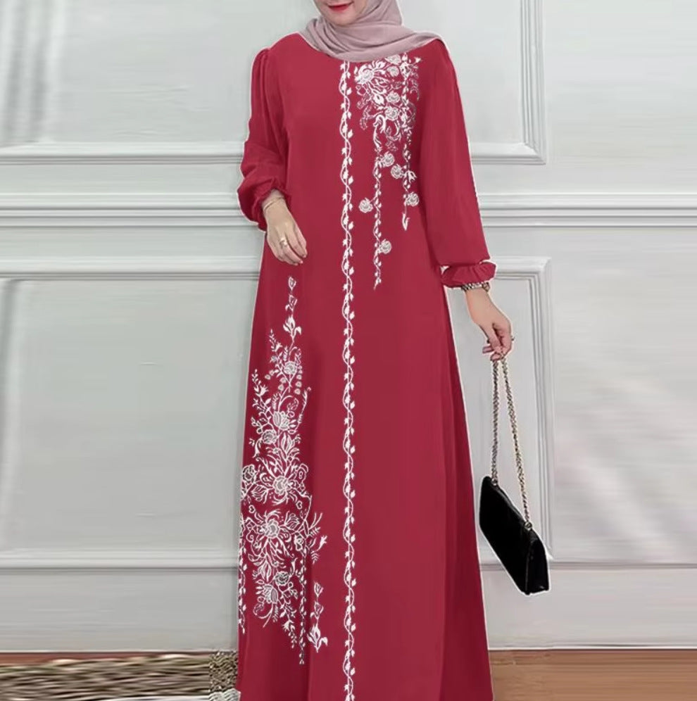 Positioning Printed Ethnic Style Retro Loose Dress