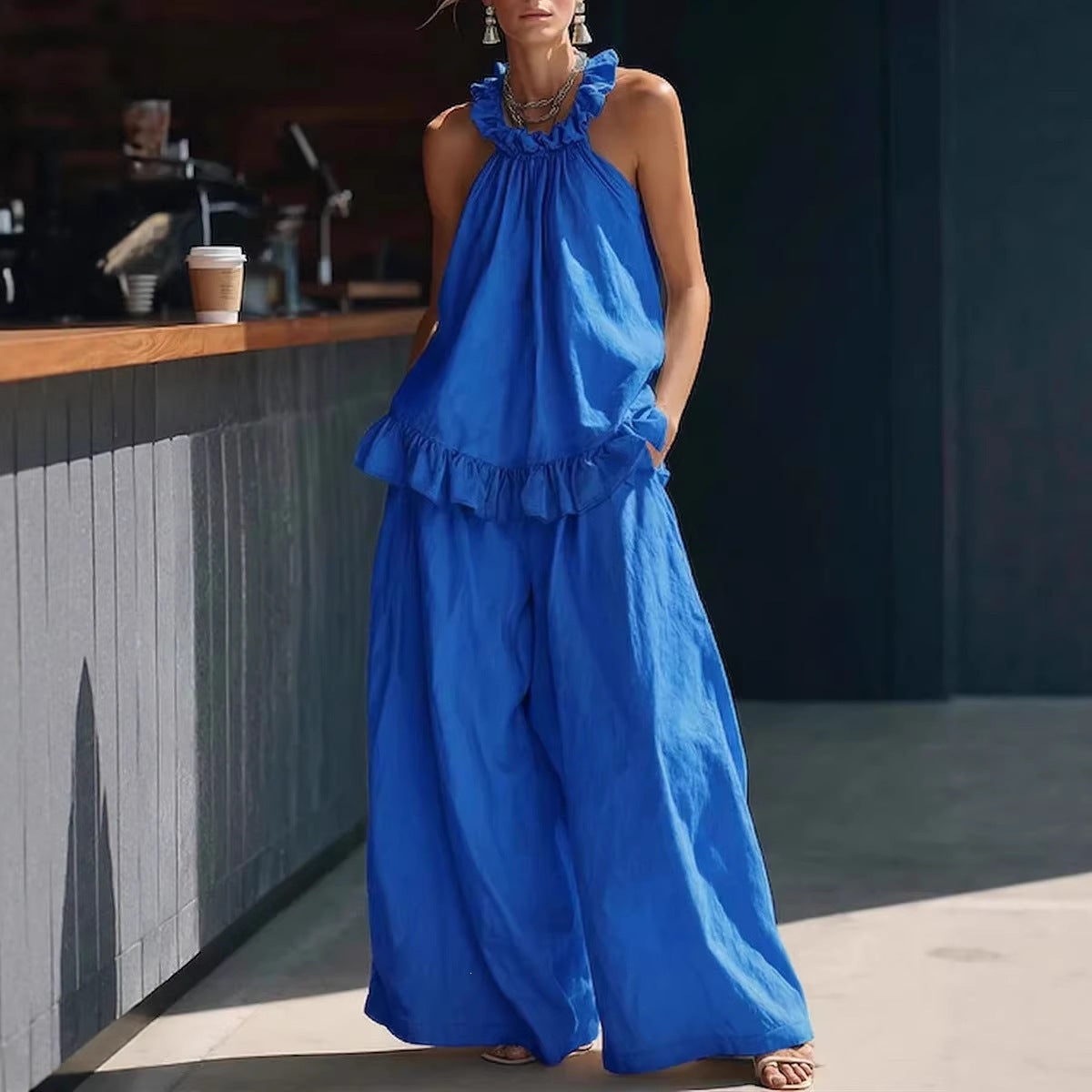 Women's Cotton Linen Retro Style High Waist Suits