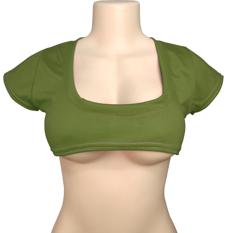 Women's Two-dimensional Pure Color Half Milk T-shirt Cute Blouses