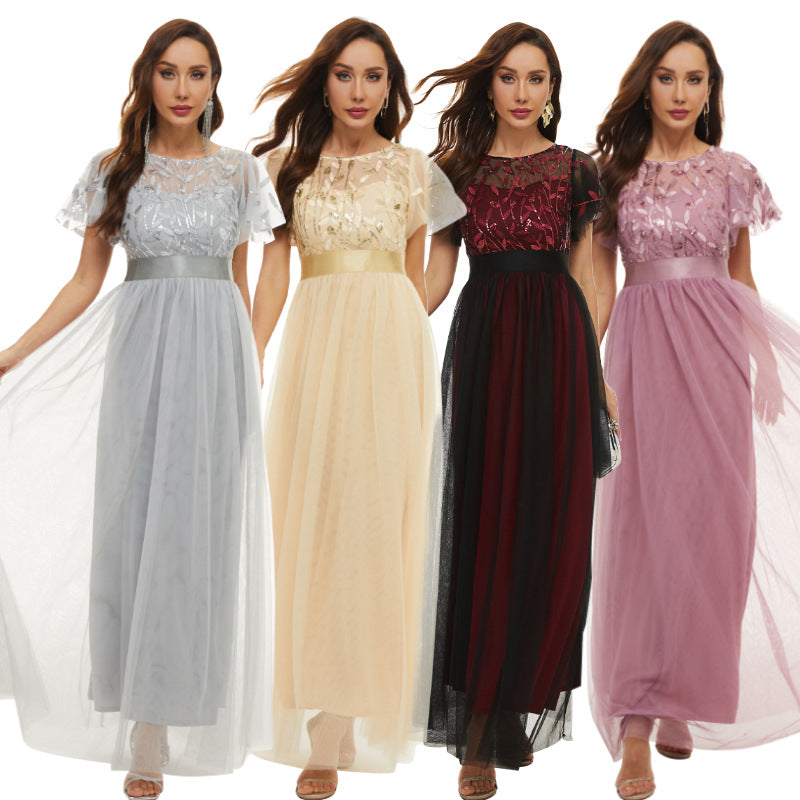 Sleeve Round Neck Pettiskirt High Waist Wedding Dresses