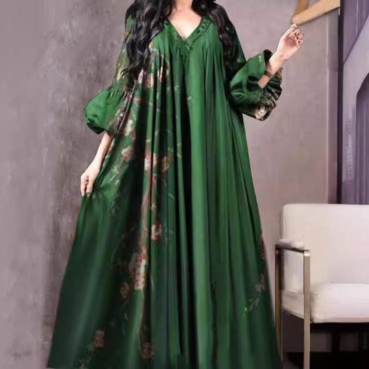 Women's Digital Printing Loose Dress Robe Dresses