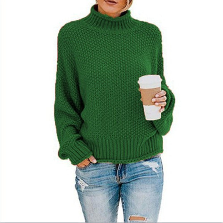 Thick Needle Half Turtleneck Pullover Loose Sweater