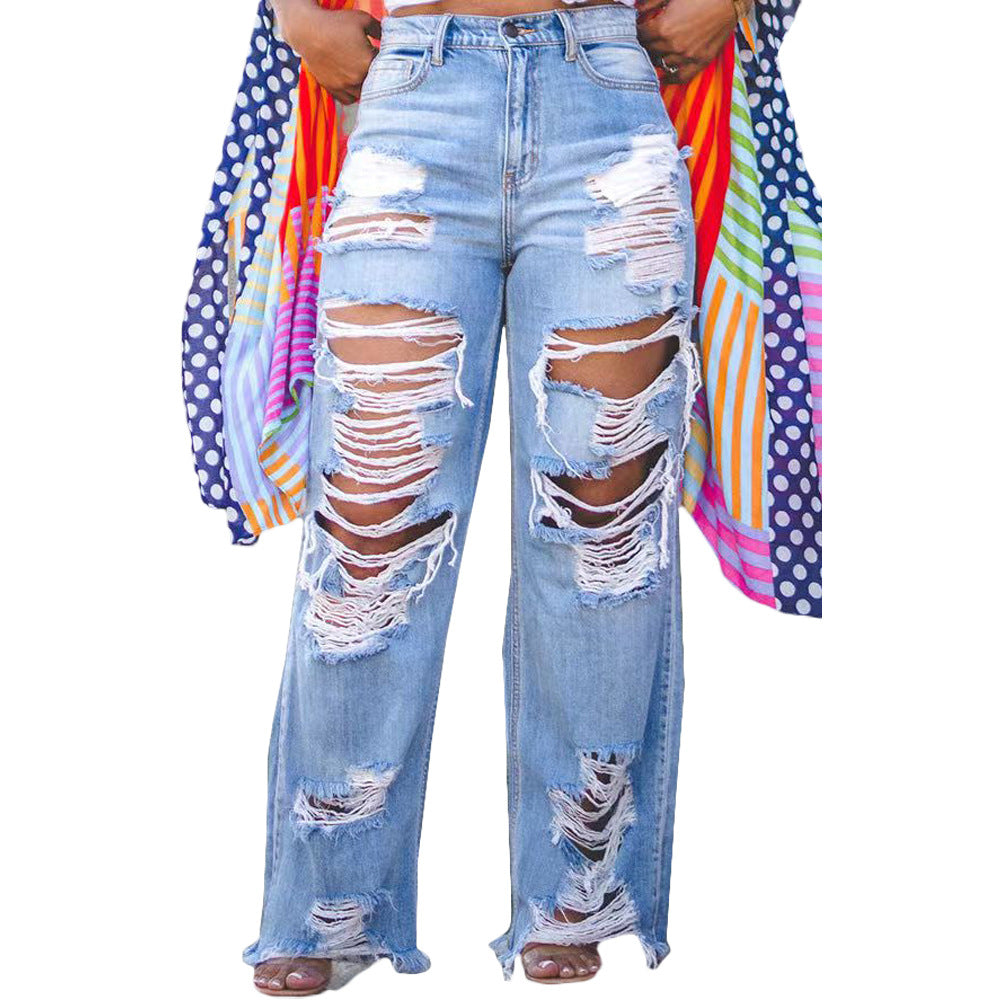 Versatile Durable Sexy Fashion Burnt Ripped Jeans