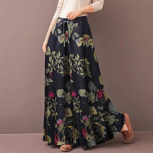 Women's Printed Trousers Elastic Waist Casual Floral Pants