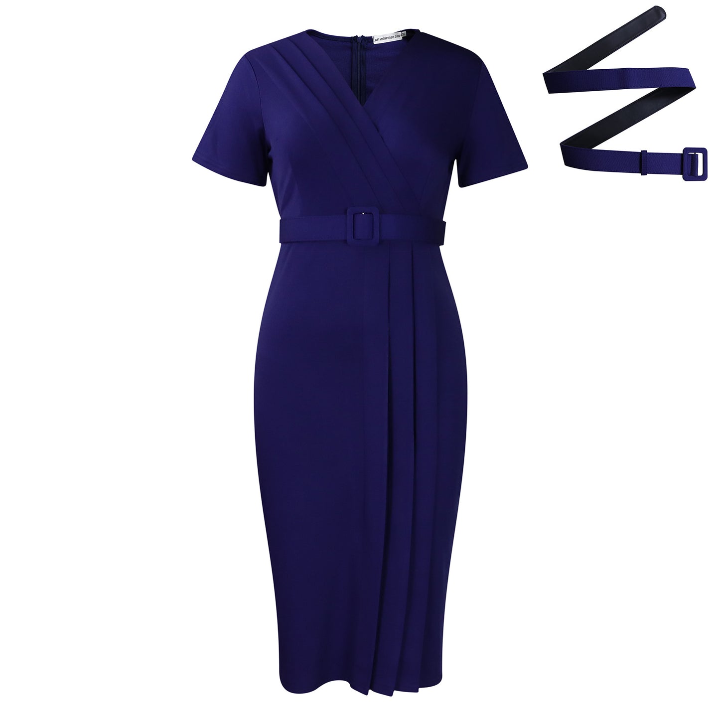Women's Summer Sleeve Tight Waist Solid Color Ol Pencil Dresses