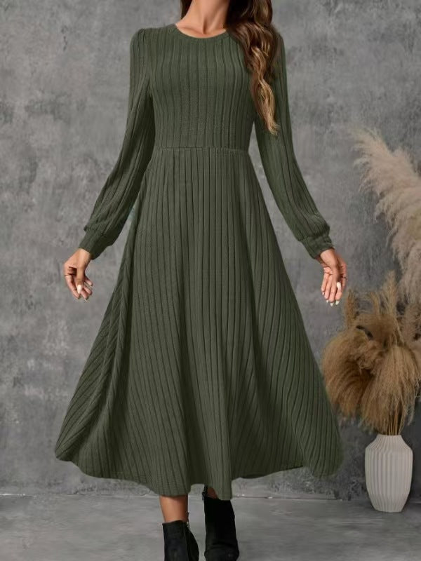 Charming Women's Short-sleeved Hem Knitted Long-sleeved Dress