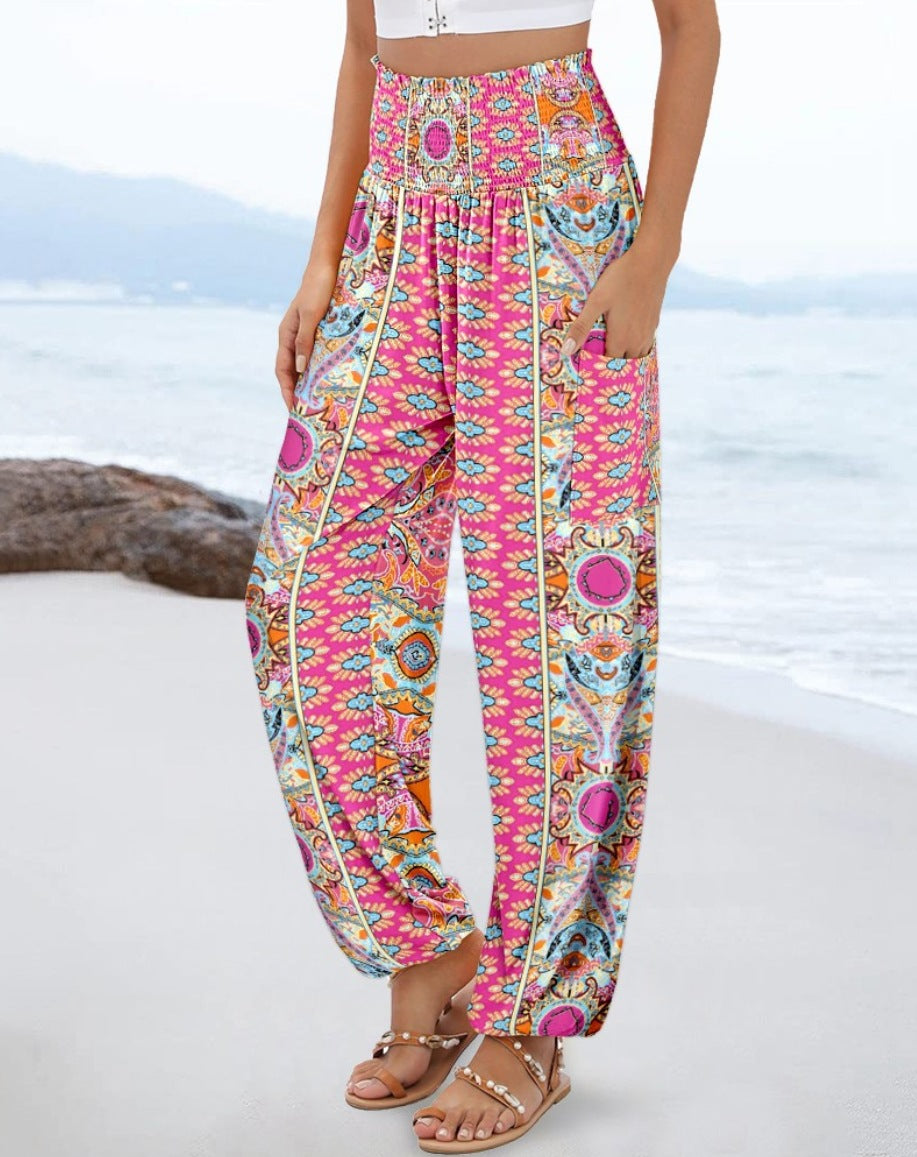 Women's Loose High Waist Print Casual Pants