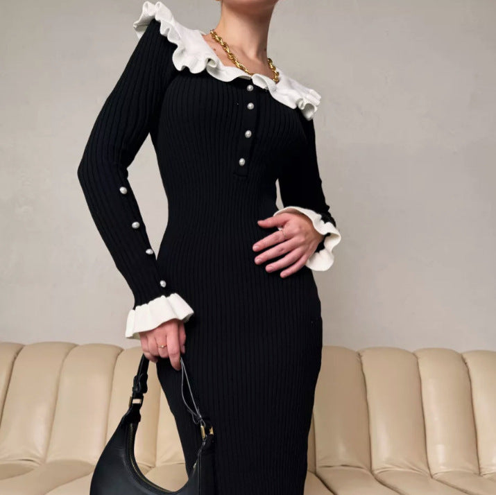 Retro French Ruffled Knitted Woolen Model Skirts