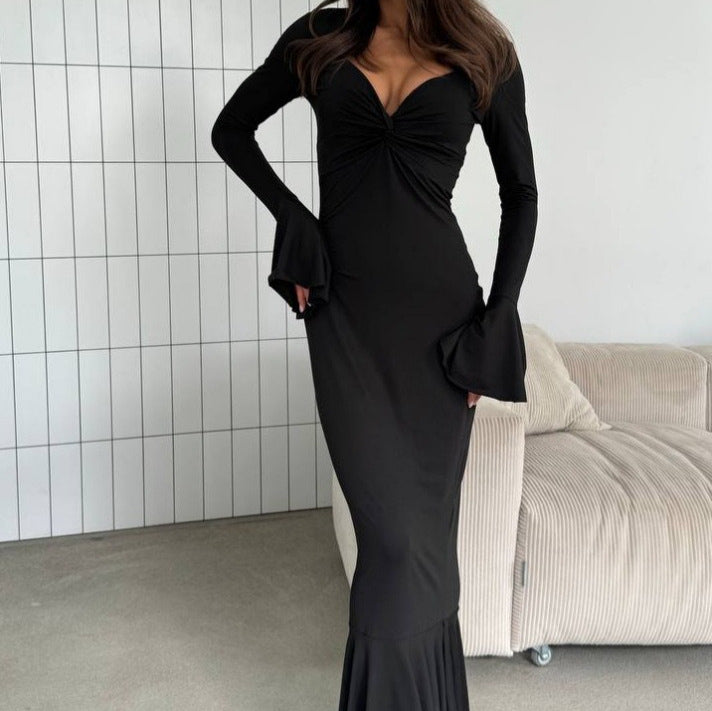 Women's Fashion Sexy Elegant Ruffle Sleeve Long Jumpsuits