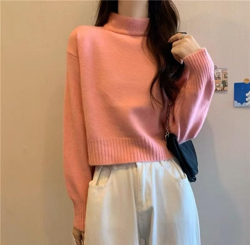 Women's Turtleneck Loose Soft Glutinous Knitted Bottoming Tops