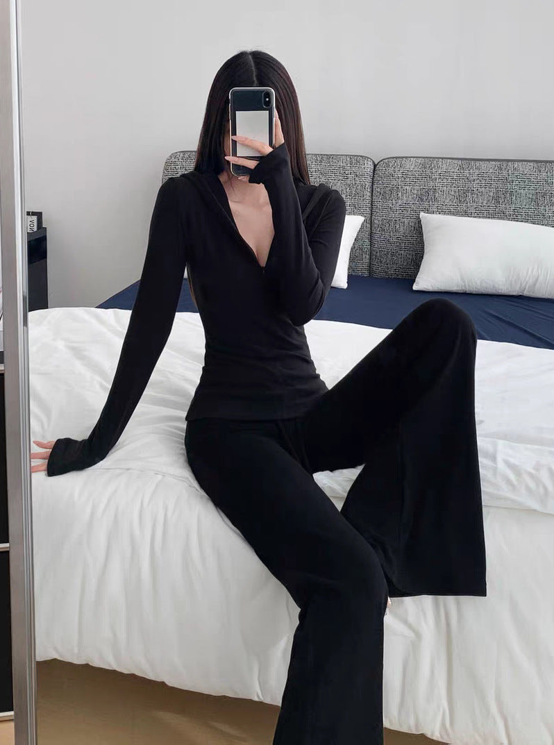 Autumn Simple Comfortable Tight-fitting Cinched Single-breasted Drawstring Trousers Suits