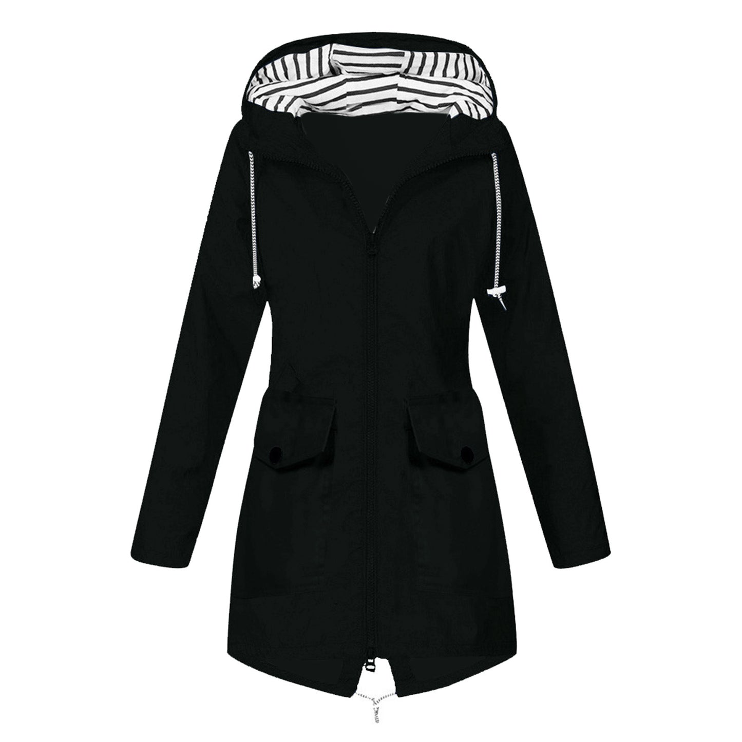 Women's Shell Windproof Outdoor Striped Hooded Mountaineering Coats