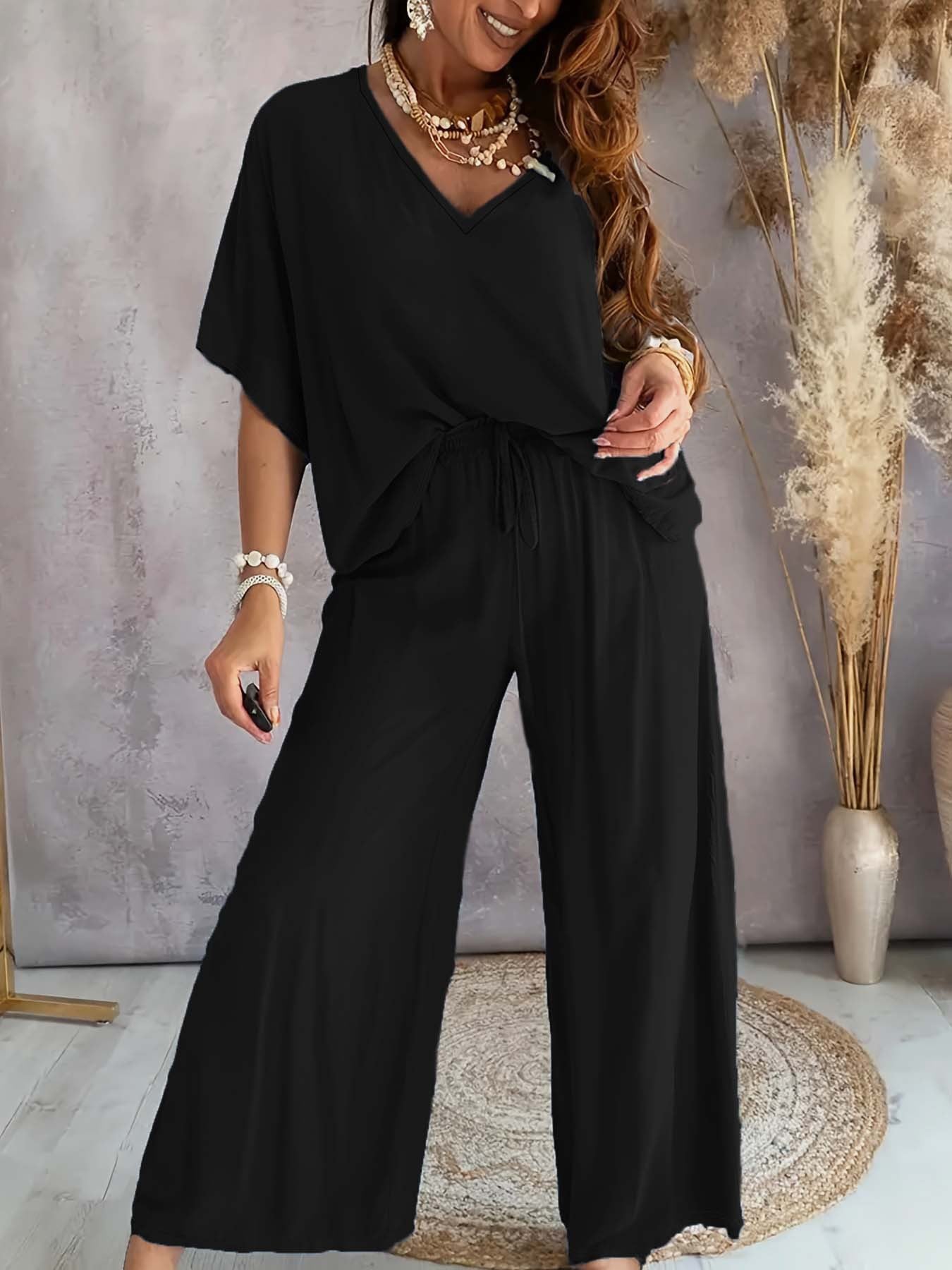 Casual Women's Collar Batwing Sleeve Loose Fashion Casual Suit