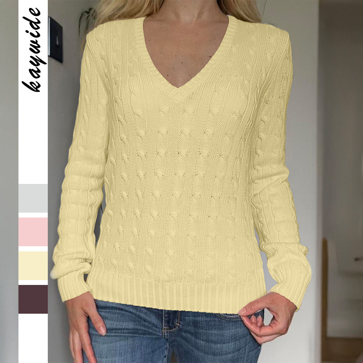 Women's Casual Minimalist Long Sleeve Solid Color Sweater