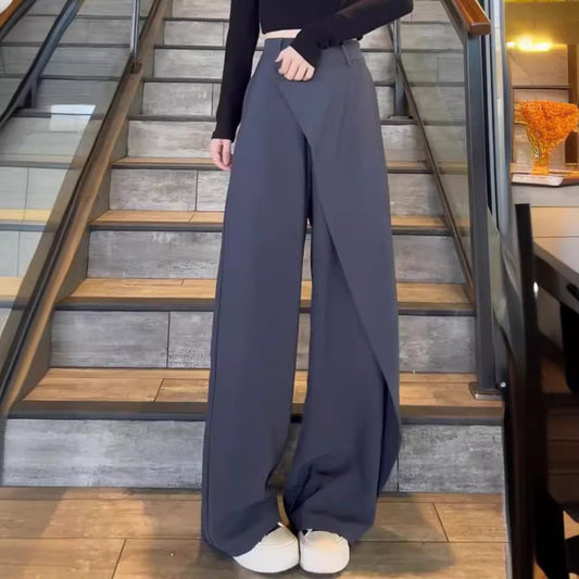 Commute Irregular Stitching Design Straight Loose Pants