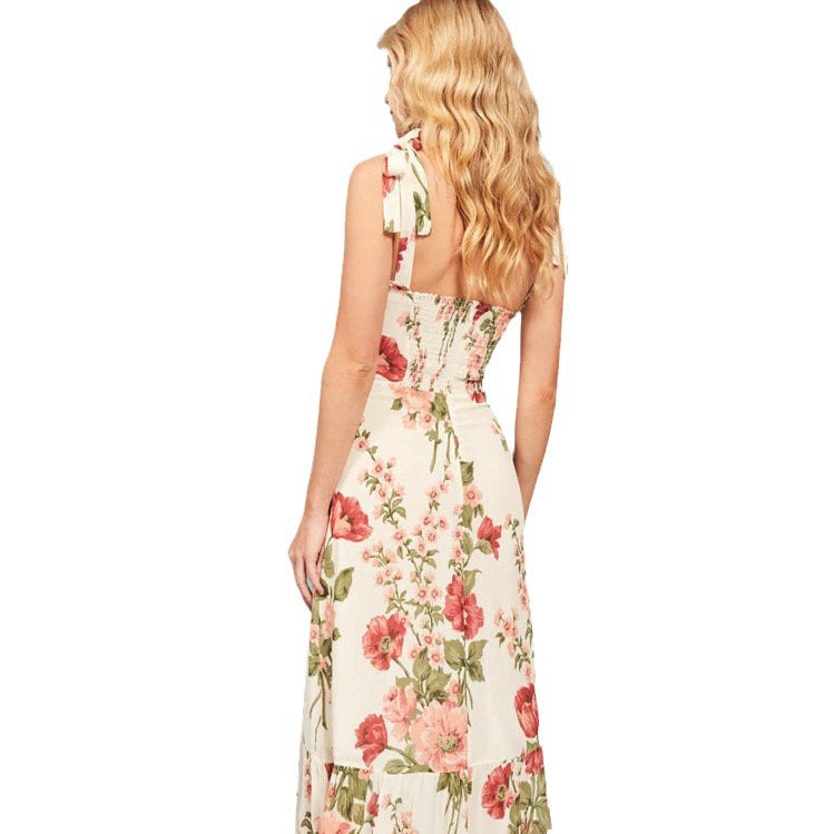 Rayon Printed Sling Mid-length Yu Dress Dresses