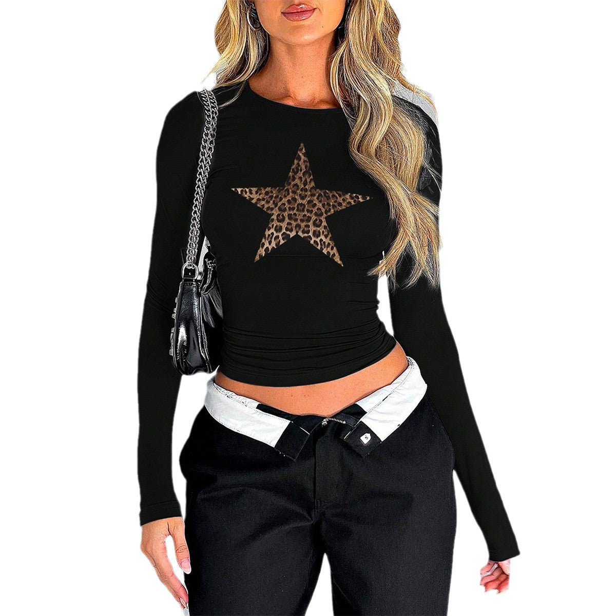 Women's Digital Printing Sexy Waist Trimming Long Blouses