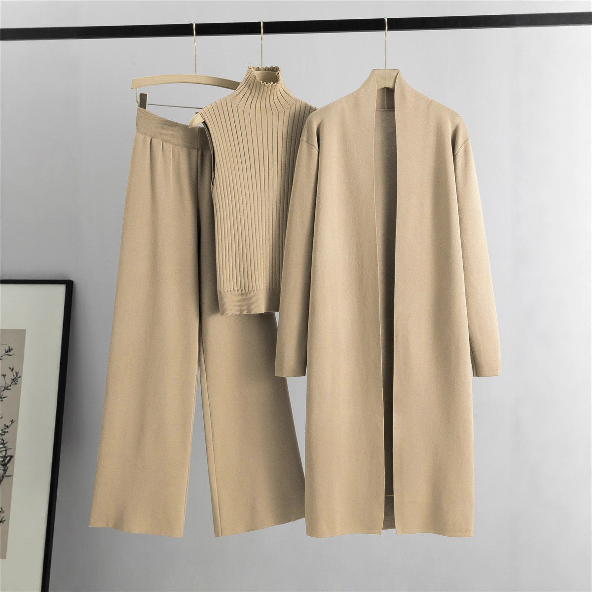Lazy Temperament Knitting Sleeveless Three-piece Set Suits