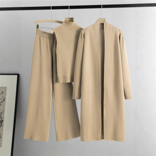 Lazy Temperament Knitting Sleeveless Three-piece Set Suits