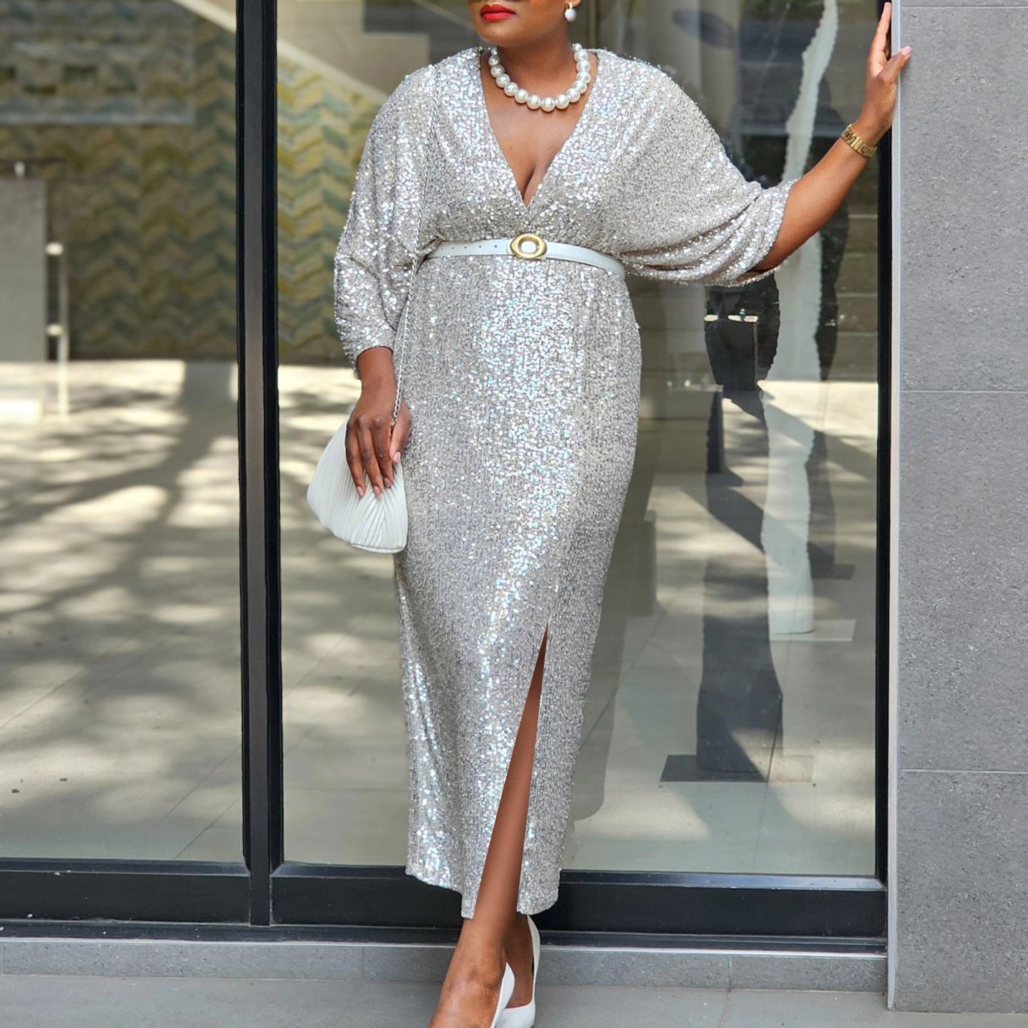 Women's Wear Temperament Sexy Slimming Sequined African Dresses