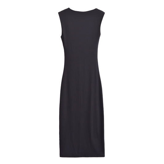 Gold Inlaid Irregular Collar Sleeveless Mid-length Dress Dresses
