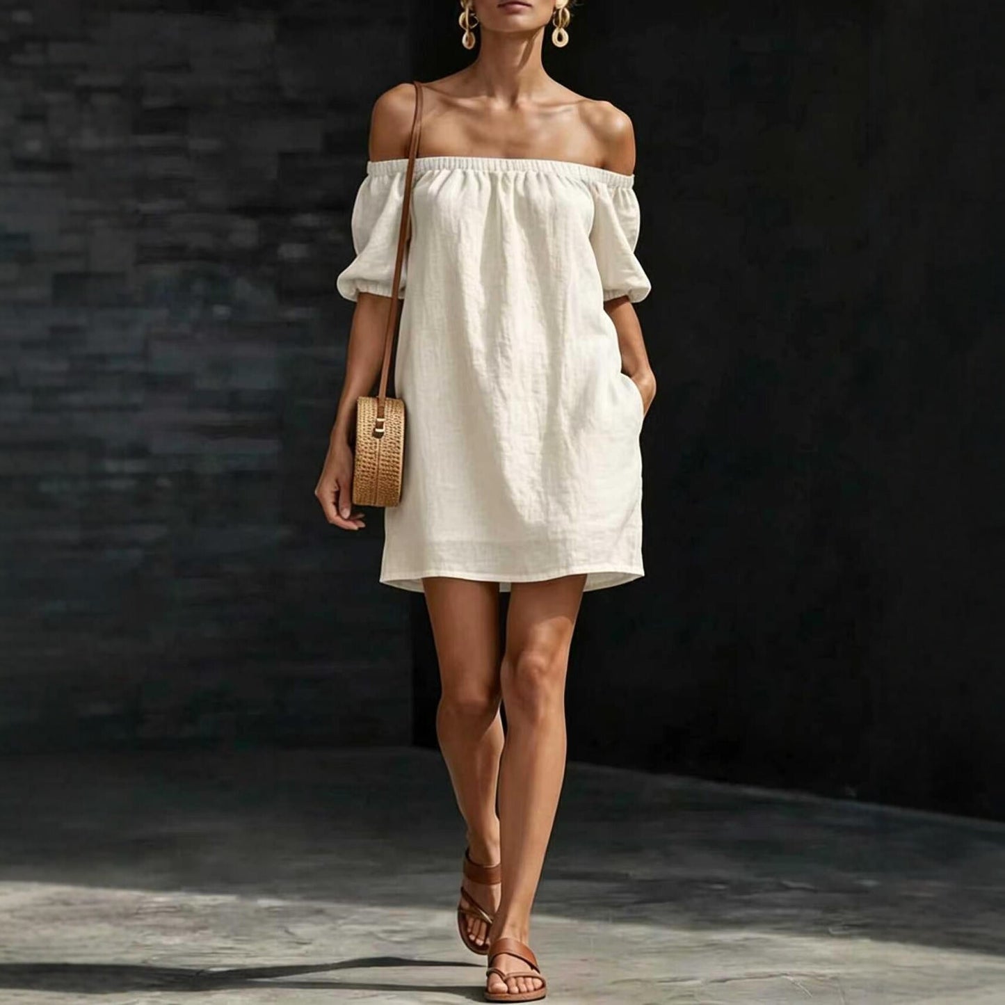 Women's Summer Cotton Linen Fashion Loose Temperament Solid Dress