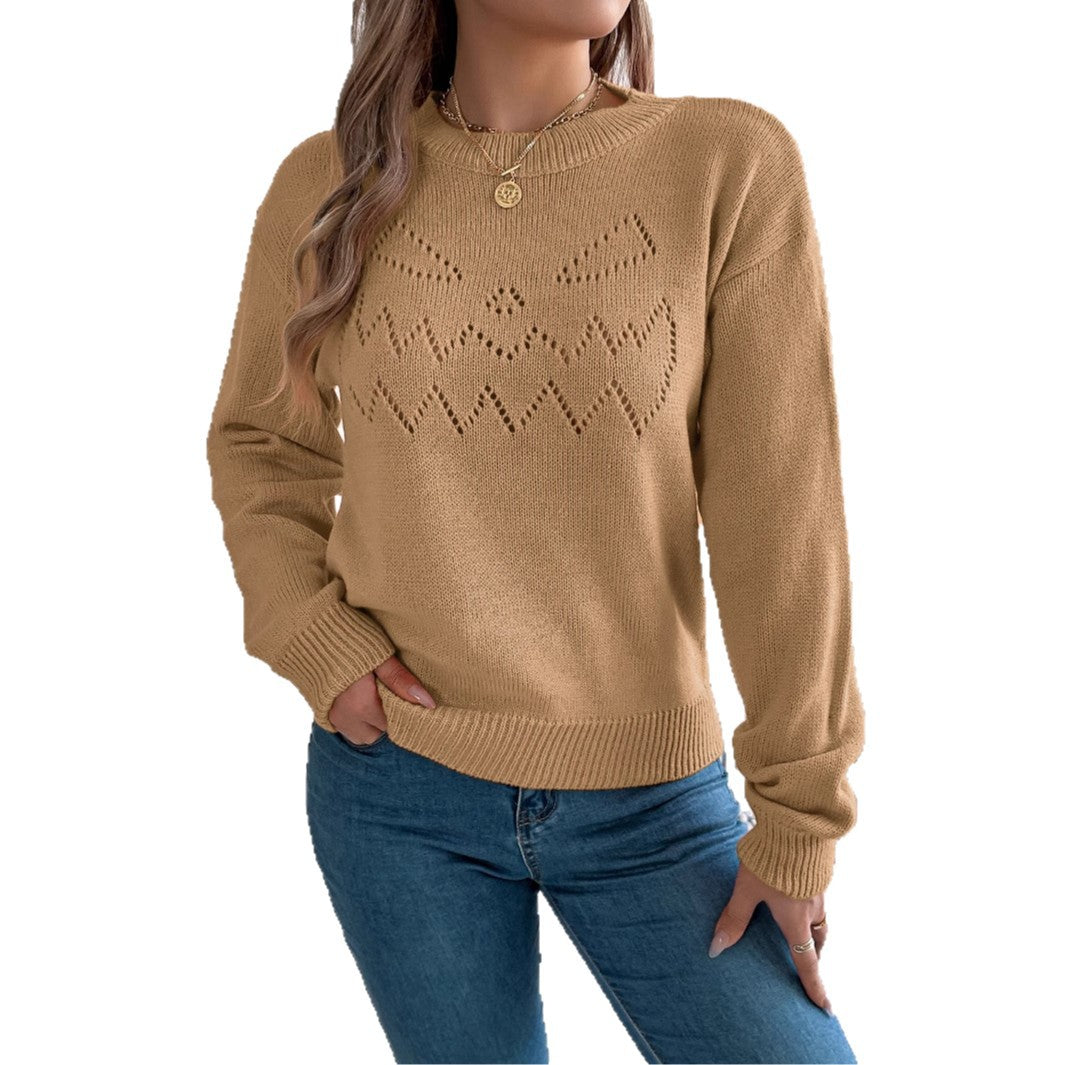 Women's Solid Color Lantern Long Sleeve Pullover Sweater