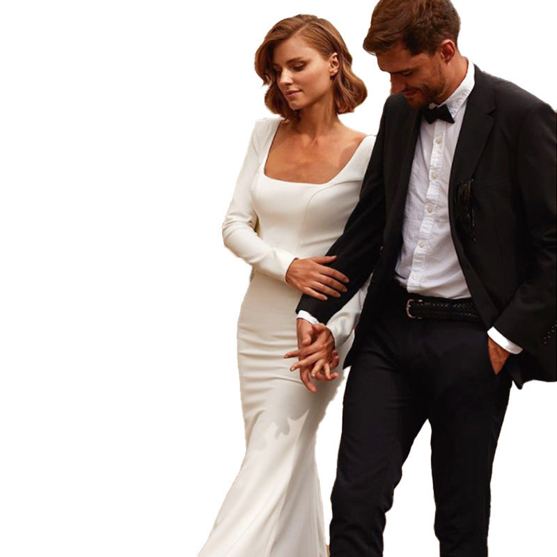 Light Dress Simple Graceful Bride Fishtail Wedding Dresses