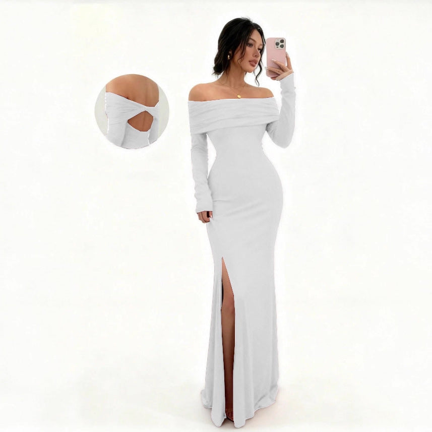 Autumn Long Sleeve Split Fashion Slim Dress